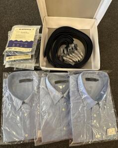 Men&rsquo;s 3XL Dress Shirts, XS/Small Bombas Underwear, Aramark Belts Lot &ndash; New in Packaging