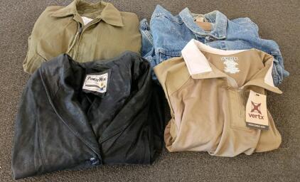 Lot of 4: Pioneer Wear Leather Jacket, Levi&rsquo;s 70507 Denim Jacket, Vertx Shirt, Military Field Jacket