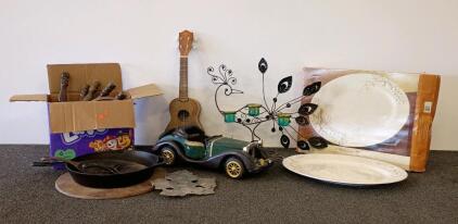 Lodge 10SK Cast Iron Skillet, Pampered Chef Pizza Stone, Galerie Pans, Platter, Mixed Lot