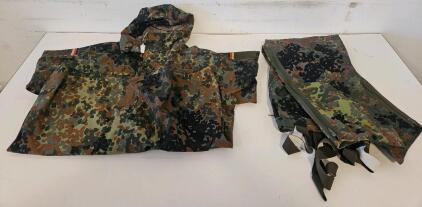 German Bundeswehr Flecktarn Gore-Tex Rain Suit Set, Jacket & Overpants, Size 13, NSN 8415-12-322-xxx2