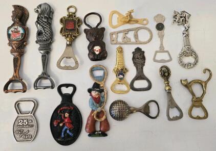 Vintage Bottle Openers Lot &ndash; 16 Souvenir, Animal, Commemorative, Travel, and Novelty Designs