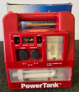 PowerTank Portable Power Supply DC 12V/6V Jump Starter, Booster Cable Bays, Work Lights