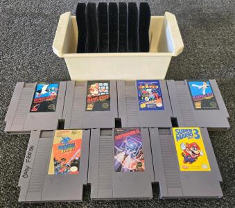 NES Game Cartridge Lot &ndash; Super Mario Bros 3, Duck Hunt, BurgerTime, Kung Fu + Storage Case