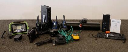 Motorola T5720 & Uniden FRS/GMRS Radios, Olfjurk Olf8005 Tire Inflator, Chargers, Accessories