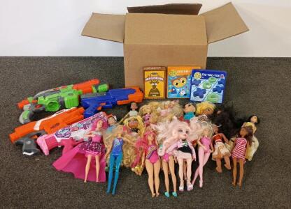 Bulk Lot: Barbie & Bratz Dolls, Nerf Guns, PlayMonster Board Games &ndash; 22+ Items, Ages 4+