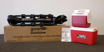 Young Electric Hitch Mounted 4-Bike Rack, 120 lb Capacity, 2" Receiver, Folding Arms