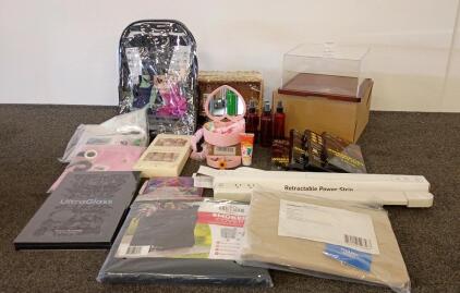 Bulk Mixed Lot: Grillman Smoker Cover, Kinesiology Tape, Retractable Power Strip, UltraGlass, Backpack