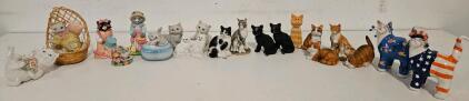20 Cat Figurine Collection &ndash; Resin & Ceramic, Multicolored, Assorted Styles & Sizes