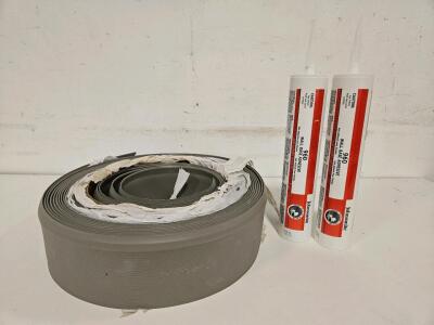 Johnsonite 4" Gray Vinyl Wall Base 120ft Roll with Two 960 Adhesive Tubes 30oz Each
