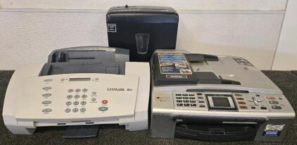 Vintage Office Equipment Lot &ndash; Lexmark X63 & Brother IntelliFAX Fax/Printer Combo + Fellowes H-6C Paper Shredder