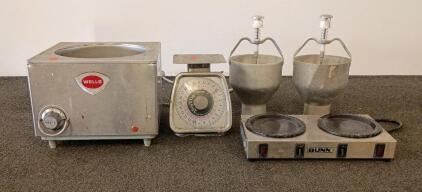 BUNN Double Coffee Hot Plate, Wells Food Warmer, Taylor Scale, 2 Manual Malt Mixing Cups