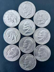 1976 Eisenhower Bicentennial Dollar Coins Lot &ndash; Denver Mint, Liberty Bell & Moon Reverse, US One Dollar
