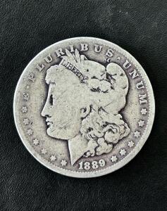 1889 Morgan Silver Dollar, New Orleans Mint, 90% Silver, Circulated, $1 Coin