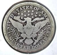 1893-O Barber Quarter Dollar, 90% Silver, G4 Grade, New Orleans Mint - 3