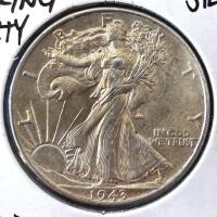 1943 Walking Liberty Half Dollar, 90% Silver, AU58 Grade, Iconic WWII Era U.S. Coin - 2