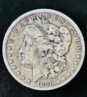1880 Morgan Silver Dollar, USA, 90% Silver, Philadelphia Mint, Circulated Condition - 2