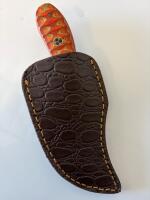 Damascus Steel Fixed Blade Knife Set &ndash; Custom Handles, Leather Sheaths, Hunter & Skinner Styles - 5