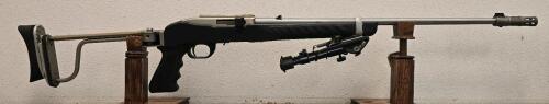 Ruger 10/22 Stainless .22 LR Rifle, Skeleton Stock, Bipod, Muzzle Brake, SN: 253-18022