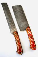 Custom Damascus Steel Kitchen Knife Set &ndash; Patterned Composite Handles, Mosaic Pins, Full Tang - 4