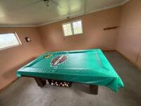 (OFFSITE) Full size Slate Pool Table With Balls And Harley Davidson Cover - 2