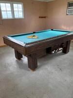 (OFFSITE) Full size Slate Pool Table With Balls And Harley Davidson Cover - 3