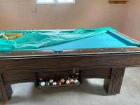(OFFSITE) Full size Slate Pool Table With Balls And Harley Davidson Cover - 4