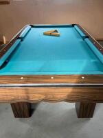 (OFFSITE) Full size Slate Pool Table With Balls And Harley Davidson Cover - 5