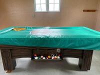 (OFFSITE) Full size Slate Pool Table With Balls And Harley Davidson Cover - 7