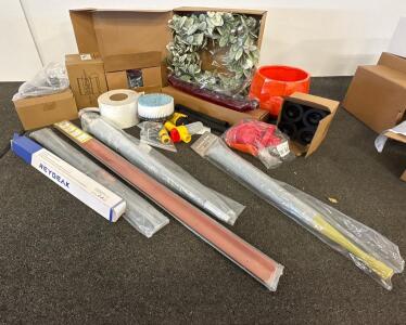 Assorted Lot: ENA UF553 Ignition Coil, Rotating Wash Brush Kit, Furniture Risers, Decor, Planter