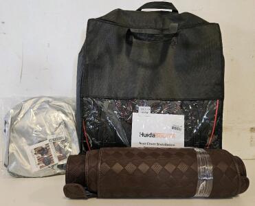 HuidaSource Jeep Wrangler JK Custom Seat Covers (Front), Premium Leather Floor Mat & Sun Shade Set