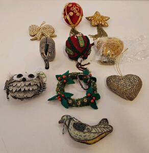 Eclectic Collection of Holiday Ornaments &ndash; Handmade Felt, Beaded, Wood & Embroidered Designs