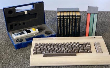Commodore 64 Vintage Computer, Nidec DT-207LR Tachometer, Reference Books Set, No PSU