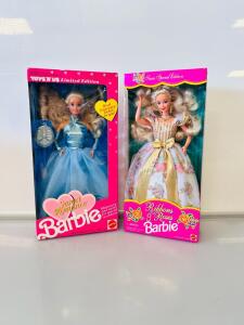 Sweet Romance Barbie Toys R Us Limited Edition 1991 Mattel, Boxed, UPC 074299029172 and Collectible 1994 Ribbons and Roses Barbie