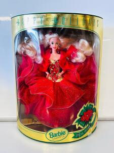 Barbie Happy Holidays 1993 Special Edition, Mint NRFB, Blonde, Red Gown, Stand, 074299108242