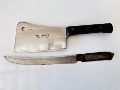 F. Dick 1100 9" Butcher's Cleaver Made in Germany & 14" Curved Boning Knife Blade