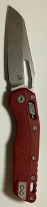 EMP EDC Relative Folding Knife, Red G10, M390 Blade, Bar Lock, Deep Carry Clip, Stonewashed Blade