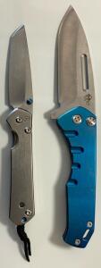 Chris Reeve Small Sebenza 31 Titanium & KVT D2 Blue Flipper, Folding Pocket Knife Lot