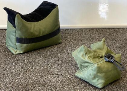 Front & Rear Shooting Rest Bag Set, Heavy-Duty Olive, Padded Suede Top & Clip Attachment