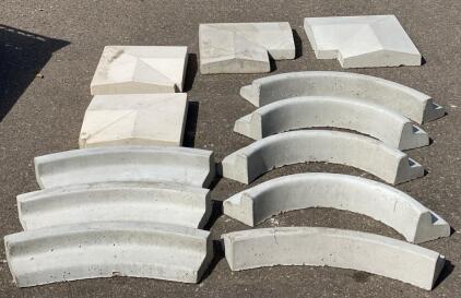 Precast Concrete Landscape Edging Set &ndash; 4 Corner Blocks & 6 Curved Sections, Light Gray