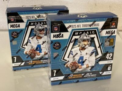 2025 Panini Mosaic NFL Mega Box Opened Lot, 42 Cards/Box, Topps NBA & Mosaic NFL Loose Cards