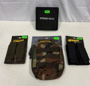 NGA Level IV 6"x6" Ballistic Armor Plate, Voodoo Tactical Double Mag Pouch & Utility Pouches