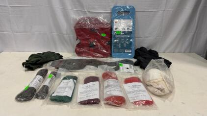 Military Surplus Cold Weather Gear Lot: Gloves, Mittens, MED Bag, Paracord, Mask, Foam Pad, NSN 8415-01-006-3468
