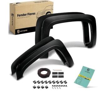Fender Flares For Chevy Silverado 1500 2007-2013, Silverado 2500HD/3500HD 2007-2014, 6.5 & 8.1Ft Long Bed NOT FIT Crew Cab, Matte Black Wheel Flare Cover Paintable