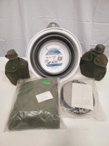 U.S. Military Mess Kit NSN 7350-00-242-5110, 2 Canteens, Collapsible 10L Bucket, Czech 1968 Fabric