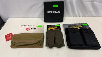 NGA Level IV 6"x6" Ballistic Plate, Fox Tactical Shotgun Pouch, Voodoo AR/Mag Pouches, Set of 4
