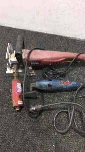 (1) Chicago Electric 4” Biscuit Joiner (1) Ryobi Angle Sander (1) Sioux Tools Pneumatic Die Grinder