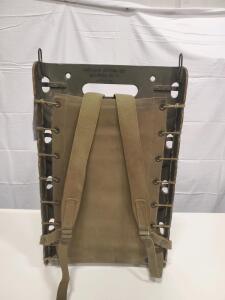 WWII U.S. Packboard, American Seating Co., Canvas Straps, Marked "U.S." Laminated Wood Frame
