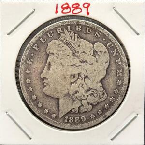 1889 Morgan Silver Dollar, Philadelphia Mint, 0.859 oz Silver, Circulated, 38.1mm, 90% Silver Content