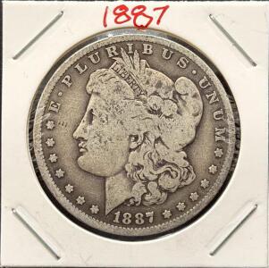 1887 Morgan Dollar - Philadelphia - 90% Silver - 38.1mm Diameter