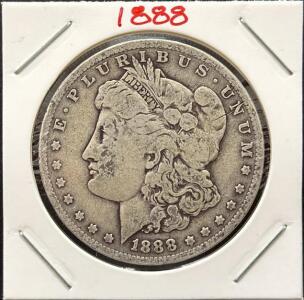1888-O Morgan Silver Dollar, New Orleans Mint, 90% Silver, Circulated